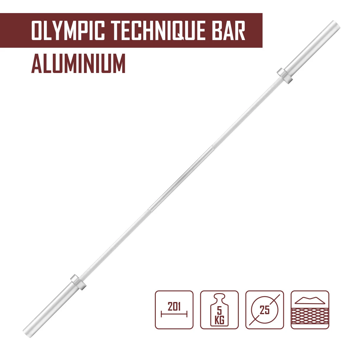 Olympia-Technik-Langhantel, Aluminium 5kg – Bild 2