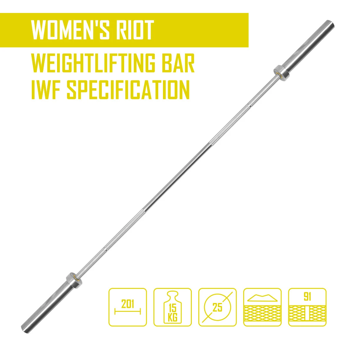 Riot Gewichtheberstange - Women's 15Kg, IWF Spezifikationen – Bild 2
