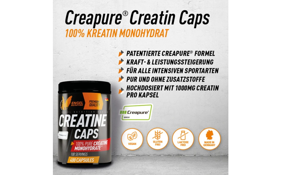 Engel Nutrition 100% Pure Creatine Caps - 400 Kapseln – Bild 2