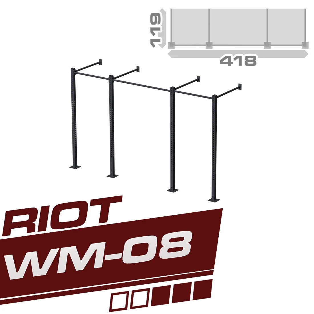Riot WM-02 Doppel Cube Rig/Trainingsstation, 2.5 Meter, FĂŒr Die Wandmontage