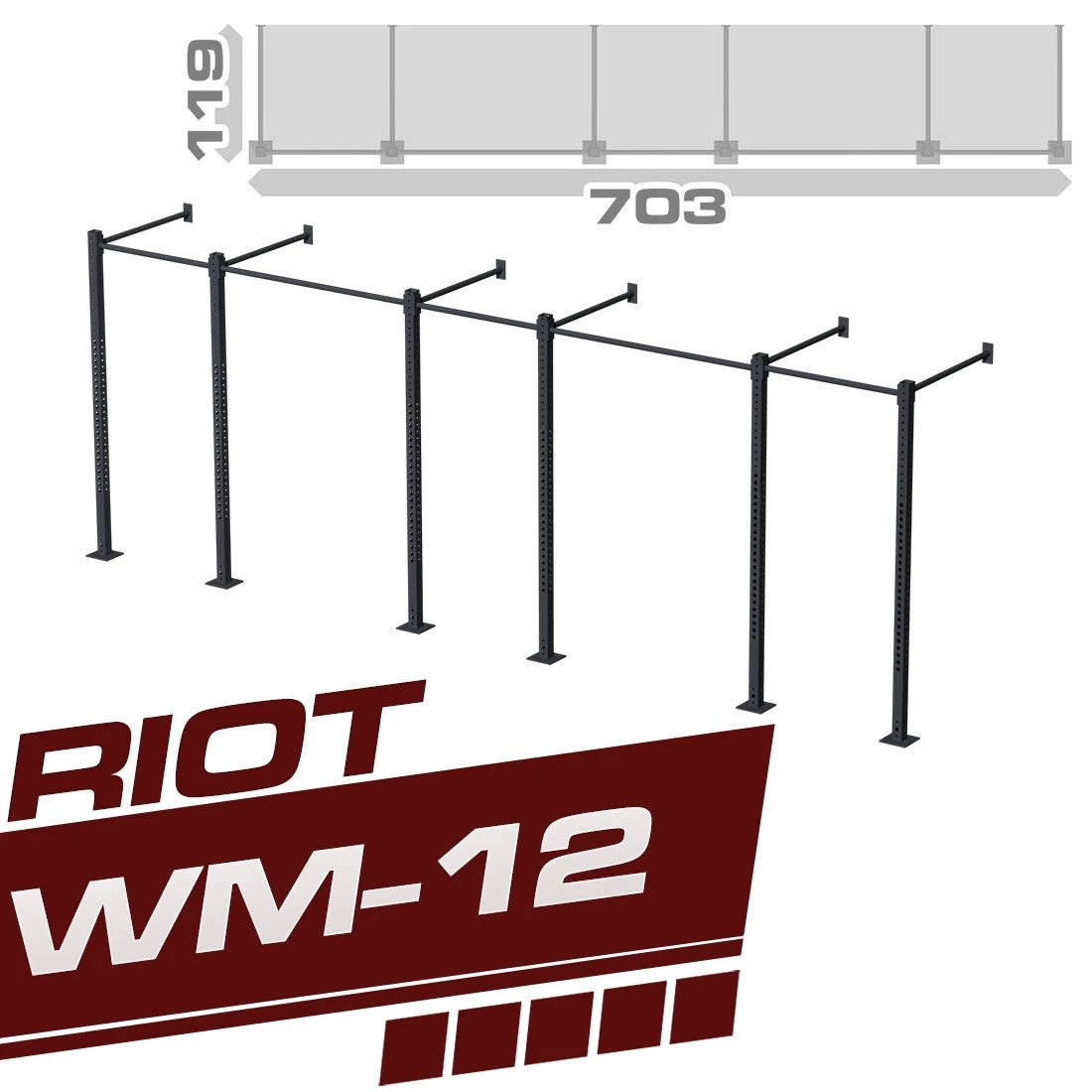 Riot WM-02 Tripple Cube Rig/Trainingsstation, 2.5 Meter, FĂŒr Die Wandmontage